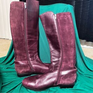 Marc Fisher Damsel Leather Riding Boots - Burgundy, 11W